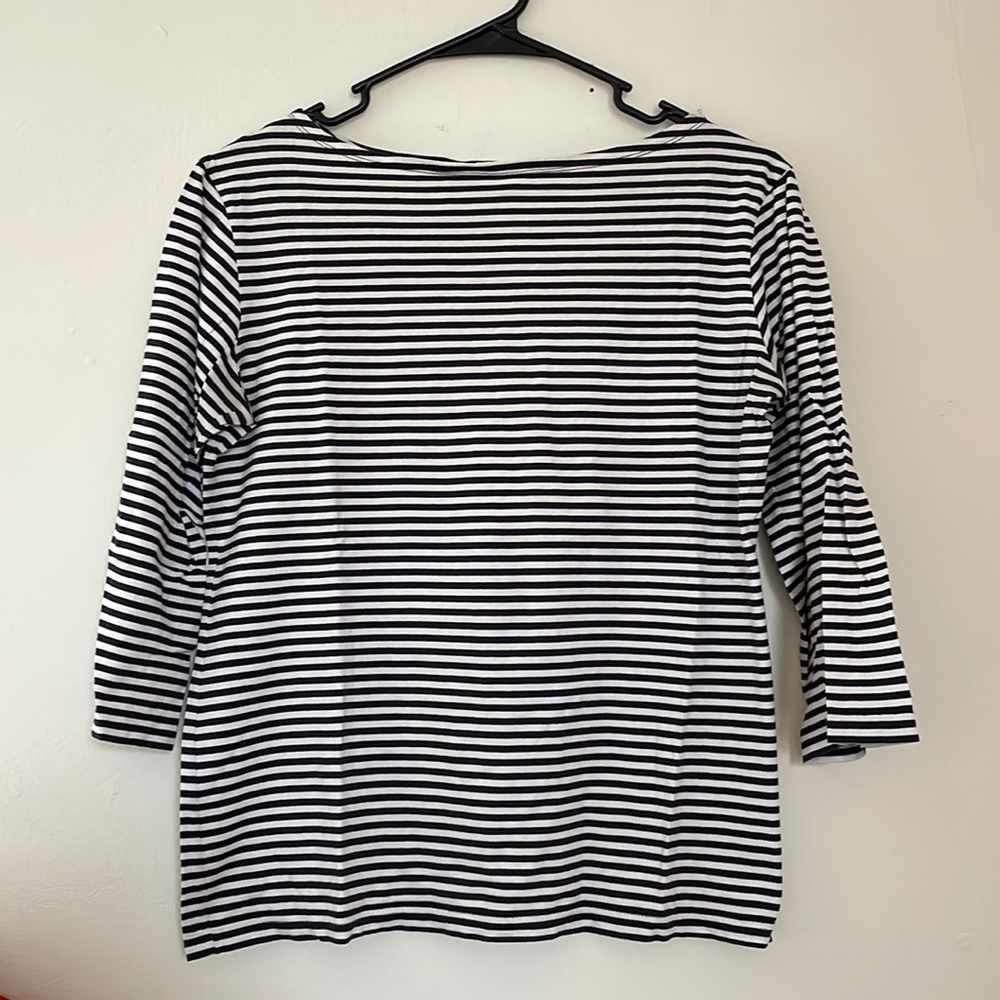 Sunspel navy and white striped shirt